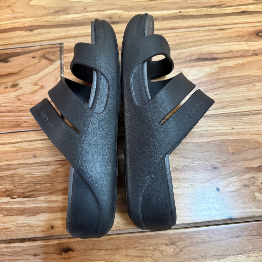 CROCS Lite Ride Wedge Strappy Sandals Slides Black size 7 - Picture 7 of 9
